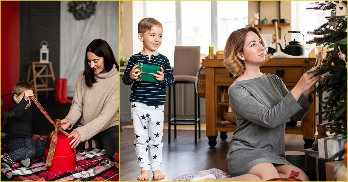 Preparação de Natal para mãe e filho