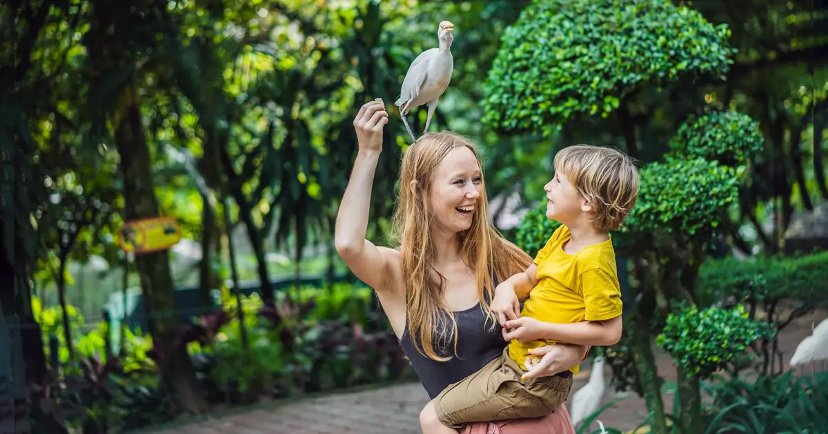 Mom, Son, and Animals