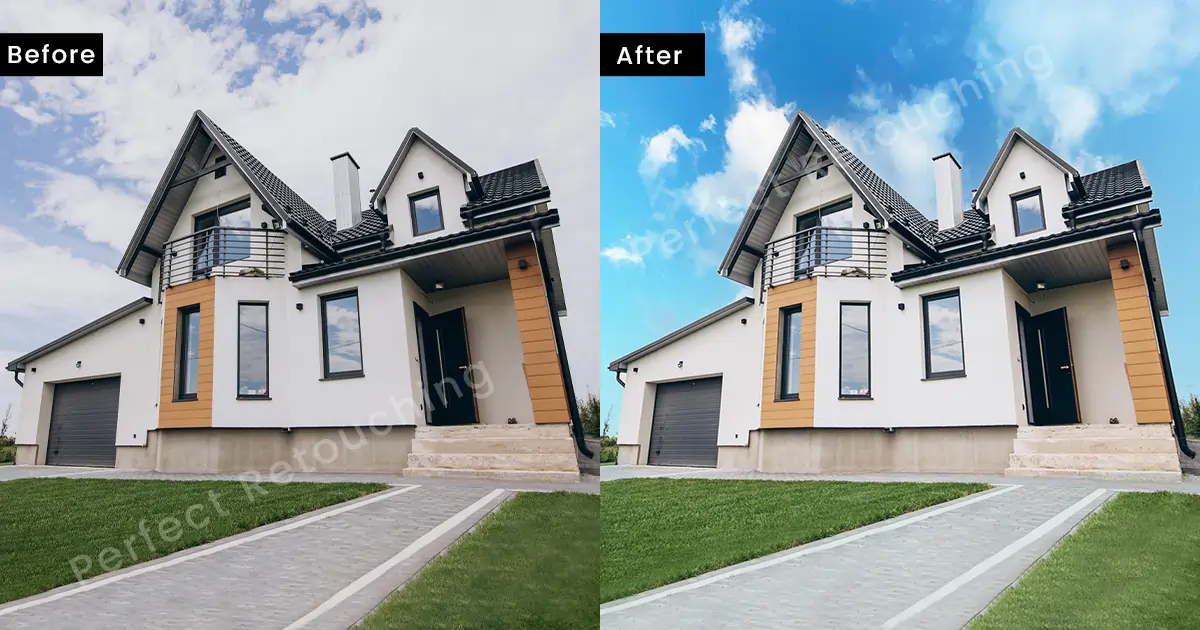 Vervang de lucht om landgoedfoto's helderder te maken