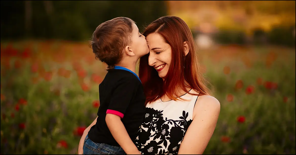 Fotoshootideeën voor moeder en zoon